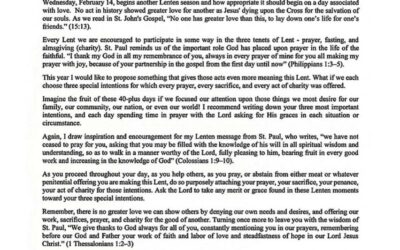 Lenten Message 2024 from Most Reverend Edgar M. da Cunha, S.D. V., D.D