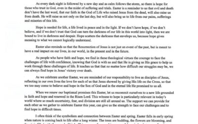 Bishop da Cunha’s Easter Message 2023