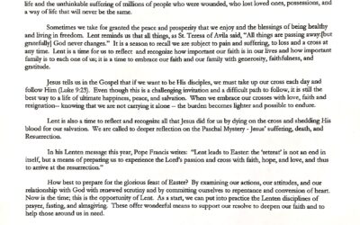 Lenten Message 2023 from Most Reverend Edgar M. da Cunha, S.D. V., D.D.